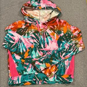 Juicy Couture women's multicolor tropical leaf cropped hoodie